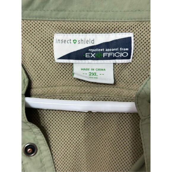 NWOT Exofficio BugsAway Army Green Long-Sleeve Button Up UPF 50 Shirt Men's 2XL - Picture 5 of 11